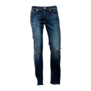 Sandblasted Slim-Fit Jeans voor Heren Blauer , Blue , Heren