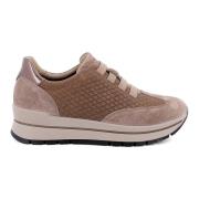 Bruine Leren Sneakers met Elastische Sluiting Igi&Co , Brown , Dames