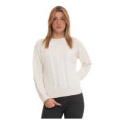 Kabelgebreide Ronde-hals Pullover Suncoo , White , Dames