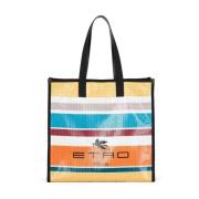 Gestreepte Leren Tote Tas Etro , Multicolor , Dames