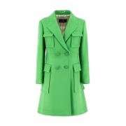 Wollen jas met dubbele rij knopen en bloemenborduursel Etro , Green , ...