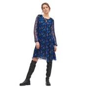 Zijden jurk met bladprint Luisa Cerano , Blue , Dames