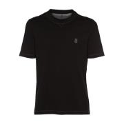 Luxe Heren T-shirt - Girocollo M/C CON TR. Brunello Cucinelli , Black ...