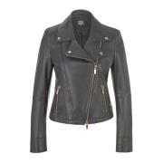 Coole Biker-Style Leren Jas Riani , Black , Dames