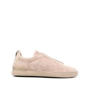 Suede Triple Stitch Sneakers Ermenegildo Zegna , Beige , Heren