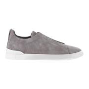 Lichtgrijze Triple Stitch lage sneakers Ermenegildo Zegna , Gray , Her...