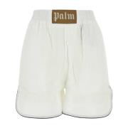 Stijlvolle Linnen Shorts voor Vrouwen Palm Angels , White , Dames