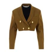 Mud Katoenmix Blazer Palm Angels , Brown , Dames