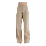 Hoge kwaliteit katoenen broek Palm Angels , Beige , Dames