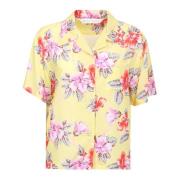 Hibiscus Bowling Shirt - Modieuze Vrouw Palm Angels , Yellow , Dames