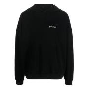 Zwarte katoenen hoodie met geborduurd logo Palm Angels , Black , Heren