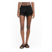 Zwarte Sporty Chic Shorts met Beenstrepen Palm Angels , Black , Dames