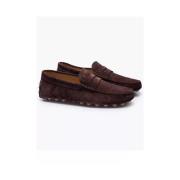 Donkerbruine suède loafers met gestikte flap en plateau Tod's , Brown ...