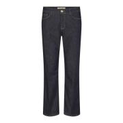 Trendy Korte Hoge Taille Flared Jeans MOS Mosh , Blue , Dames
