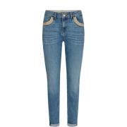 Slim-Fit Jeans met Distressed Details MOS Mosh , Blue , Dames