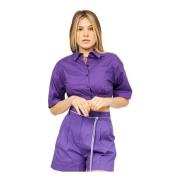 Paarse Katoenen Poplin Crop Shirt met Utility Zak Patrizia Pepe , Purp...