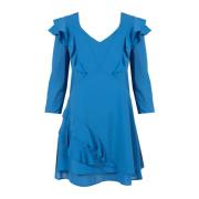 Stijlvolle Korte Jurk met V-Hals en Ruches Patrizia Pepe , Blue , Dame...