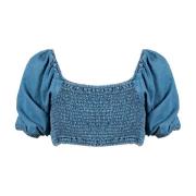 Stijlvolle Crop Top met Decoratieve Achterstrik Patrizia Pepe , Blue ,...