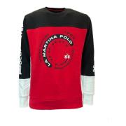 Heren Crew Neck Fleece - Barbados Cherry/Black La Martina , Red , Here...