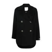 Double-Breasted Coats Sportmax , Black , Dames