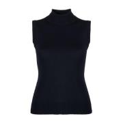 Midnight Blue Roll-Neck Vest Sportmax , Blue , Dames