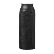 Leather Skirts Tove , Black , Dames