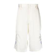 Witte Geborduurde Satijnen Shorts Bluemarble , White , Heren