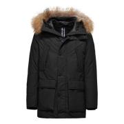 Gerecyclede Gewatteerde Parka met Bont Capuchon BomBoogie , Black , He...