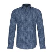 Donkerblauw Gedrukt Slim Fit Overhemd Cavallaro , Blue , Heren