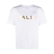Biologisch Katoenen Logo Print T-shirt Bally , White , Heren