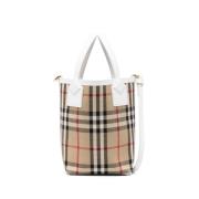 Vintage-Check Tote Tas Burberry , Beige , Dames