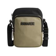 Schoudertas met Rits en Logo Zak Dsquared2 , Beige , Heren