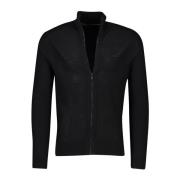 Zwarte Merinowollen Vest met Rits Hugo Boss , Black , Heren