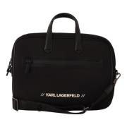 Zwarte Nylon Laptop Crossbody Tas Karl Lagerfeld , Black , Heren