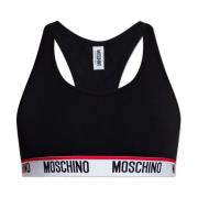 Geknipte top met logo Moschino , Black , Dames