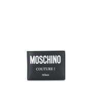 Leren Logo Portemonnee Moschino , Black , Heren