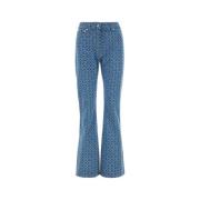 Gedrukte Denim Boot-Cut Jeans Paco Rabanne , Blue , Dames