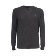 Italiaanse Wol Crewneck Sweater Polo Ralph Lauren , Gray , Heren