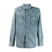 Western Denim Overhemd voor Heren Ralph Lauren , Blue , Heren