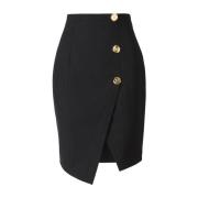 Stijlvolle Asymmetrische Wollen Rok Balmain , Black , Dames