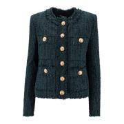 Groene Tweed Blazer met Testa di Leone Knopen Balmain , Green , Dames