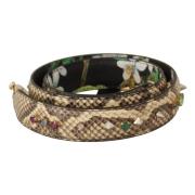 Exotische Leren Kristallen Omkeerbare Band Dolce & Gabbana , Beige , D...