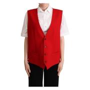 Rode Mouwloze Waistcoat Vest van Virgin Wol Dolce & Gabbana , Red , Da...