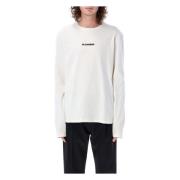 Wit Small Logo Longsleeve T-Shirt Jil Sander , White , Heren