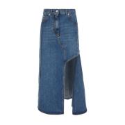 Gescheurde Denim Pencilrok Alexander McQueen , Blue , Dames