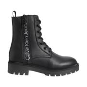 Zwarte Combat Laceup Enkellaars Calvin Klein Jeans , Black , Dames