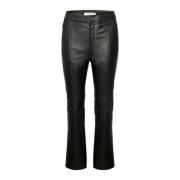 Zwarte Leren Alm Fit Broek Gestuz , Black , Dames