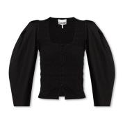 Top met pofmouwen Ganni , Black , Dames