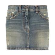 Blauwe Gescheurde Denim Minirok Palm Angels , Blue , Dames