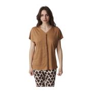 Dames V-Hals T-Shirt Alpha Studio , Brown , Dames